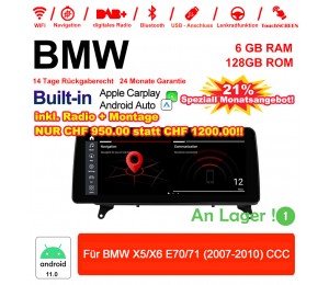 12.3 Zoll Qualcomm Snapdragon 662 8 Core Android 11.0 4G LTE Autoradio / Multimedia USB Carplay Für BMW X5/X6 E70/71 (2007-2010) CCC Mit WiFi