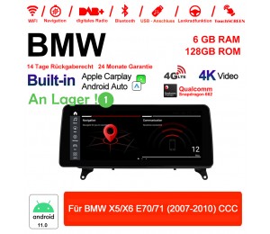 12.3 Zoll Qualcomm Snapdragon 662 8 Core Android 11.0 4G LTE Autoradio / Multimedia USB Carplay Für BMW X5/X6 E70/71 (2007-2010) CCC Mit WiFi