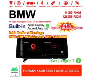 12.3 Zoll Qualcomm Snapdragon 662 8 Core Android 11.0 4G LTE Autoradio / Multimedia USB WiFi Carplay Für BMW X5/X6 E70/71 (2011-2013) CIC 