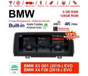 10.25 Zoll Qualcomm Snapdragon 665 8 Core Android 12.0 4G LTE Autoradio / Multimedia USB WiFi Navi Carplay Für BMW X3 G01/X4 F26(2018-) EVO