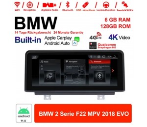 12.3 Zoll Qualcomm Snapdragon 662 8 Core Android 11.0 4G LTE Autoradio / Multimedia USB Carplay Für BMW 2 Series MPV (2018) EVO