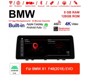 12.3 Zoll Qualcomm Snapdragon 665 8 Core Android 13.0 4G LTE Autoradio / Multimedia USB Carplay Für BMW X1 F48 2018 EVO Mit WiFi