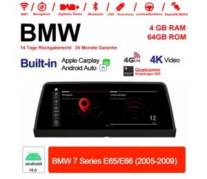 10.25 Zoll Qualcomm Snapdragon 625 8 Core Android 10.0 4G LTE Autoradio / Multimedia USB WiFi Navi Carplay Für BMW 7 Series E65/E66 (2005-2009)