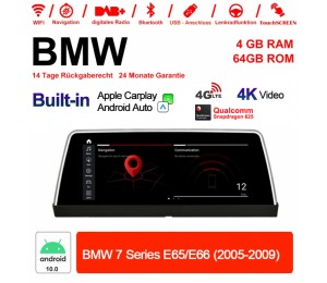 10.25 Zoll Qualcomm Snapdragon 625 8 Core Android 12.0 4G LTE Autoradio / Multimedia USB WiFi Navi Carplay Für BMW 7 Series E65/E66 (2005-2009)