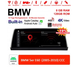 10.25 Zoll Qualcomm Snapdragon 665 8 Core Android 12.0 4G LTE Autoradio / Multimedia USB WiFi Navi Carplay Für BMW 5 Series E60 (2005-2010) CCC