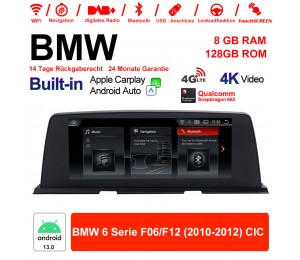 10.25 Zoll Qualcomm Snapdragon 665 8 Core Android 13.0 4G LTE Autoradio / Multimedia USB WiFi Navi Carplay Für BMW 6 Series F06/ F12 2010-2012 CIC