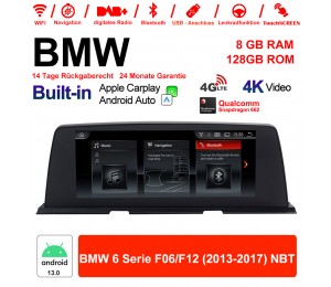 10.25 Zoll Qualcomm Snapdragon 665 8 Core Android 13.0 4G LTE Autoradio / Multimedia USB WiFi Navi Carplay Für BMW 6 Series F06 /F12 2013-2017 NBT