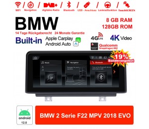 8.8 Zoll Qualcomm Snapdragon 665 8 Core Android 12.0 4G LTE Autoradio / Multimedia USB WiFi Navi Carplay Für BMW 2 Series MPV (2018) EVO