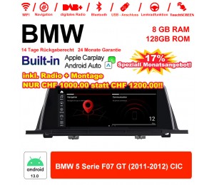 10.25 Zoll Qualcomm Snapdragon 665 8 Core Android 13.0 4G LTE Autoradio / Multimedia USB WiFi Navi Carplay Für BMW 5 Series F07 GT (2011-2012) CIC