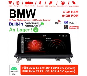 10.25" Qualcomm Snapdragon 625 2.0 GHZ Android 12.0 4G LTE Autoradio/Multimedia USB WiFi Navi Carplay Für X5 E70 BMW X6 E71 CIC