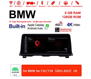 12.3 Zoll Qualcomm Snapdragon 662 8 Core Android 11.0 4G LTE Autoradio / Multimedia USB Carplay Für BMW 5 Series F10/F18 2011-2012 CIC Mit WiFi