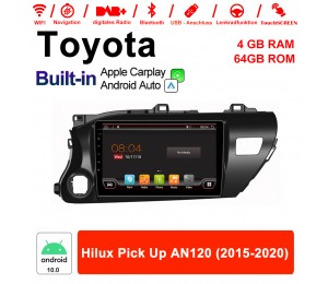 10 Zoll Android 10.0 Autoradio / Multimedia 4GB RAM 64GB ROM Für Toyota Hilux Pick Up AN120 2015 - 2020 Mit DSP Built-in Carplay Android Auto