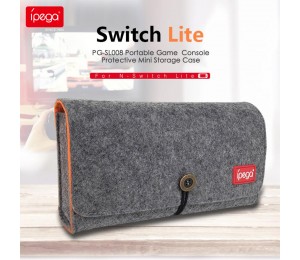 ipega PG-SL008 Switch Lite Host Kleine graue Wolf-Aufbewahrungstasche mit Spielkartensteckplatz Doppelte Aufbewahrungstasche für Switch Lite