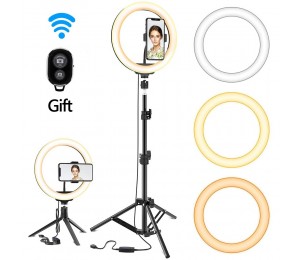 Dimmbares LED Selfie Ringlicht mit Stativ USB Selfie Licht Ringlampe Big Photography Ringlicht mit Ständer für Tiktok Youtube