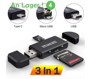 SD Kartenleser USB C Kartenleser 3 In 1 USB 2.0 TF/Mirco SD Smart Memory Kartenleser Typ C OTG-Stick Kartenleser Adapter
