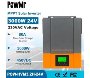 Powmr 3000W/5000W Hybrid Solar Wechsel richter 24V 48V 220V reiner Sinus Wechsel richter 3KW eingebaut in MPPT 80A