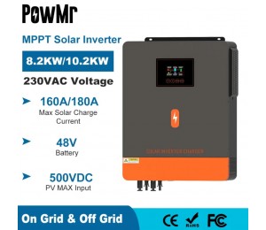 PowMr 10KW/8KW Hybrid-Solar wechsel richter 48V 230V am Netz reiner Sinus-Wechsel richter MPPT 160A 180A Solar ladegerät