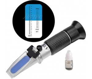 HHTEC Imker Refraktometer Honig 58-90% Brix 10-32% Wasser Feucht Handrefraktometer für Honig Pflanzenölen 5 Fach verbesserte Genauigkeit