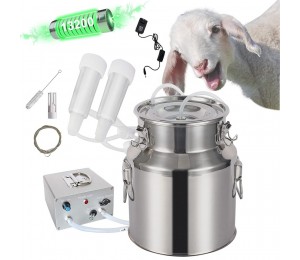 Elektrische Melkmaschine für Ziegen, 14 L, Tragbare Pulsations-Vakuumpumpe Milker mit Edelstahl-Milcheimer