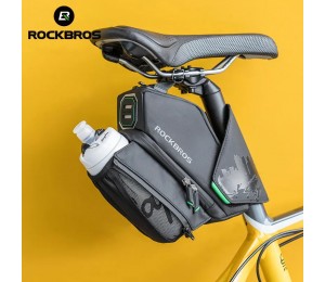 ROCKBROS Fahrrad Sattel Tasche Mit Wasser Flasche Tasche Wasserdicht MTB Fahrrad Tragbare Sattelstütze Schwanz Tasche Fahrrad Zubehör