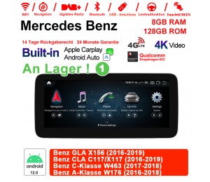 12.3" Qualcomm Snapdragon 665 Android 12.0 4G LTE Autoradio/Multimedia 8GB RAM 128GB ROM Für Benz GLA X156 CLA C117/X117 C-Klasse W463 A-Klasse W176 Built-in CarPlay