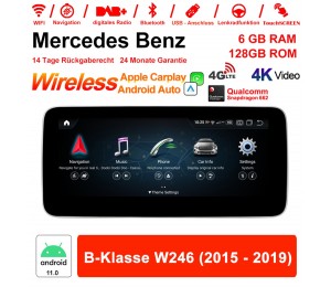 12.3 Zoll Snapdragon 662 8 Core Android 11.0 4G LTE Autoradio / Multimedia 6GB RAM 128GB ROM Für Benz B-Klasse W246 2015-2019 Built-in CarPlay