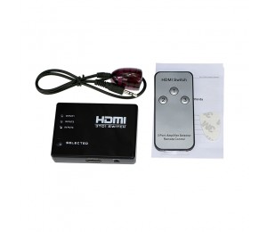 Switcher Splitter Hub & IR Remote 1080p 3 In 1 Out 3 PORT HDMI Switch