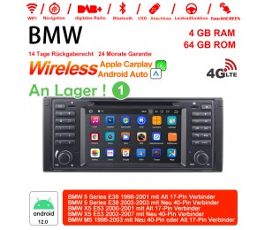 7 Zoll Android 12.0 4G LTE Autoradio/Multimedia 4GB RAM 64GB ROM Für BMW 5series E39 X5 E53 M5 Built-in Carplay / Android Auto