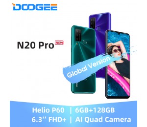 DOOGEE N20 Pro Quad Camera Mobile Phones Helio P60 Octa Core 6GB RAM 128GB ROM Global Version 6.3" FHD+ Android 10 OS Smartphone