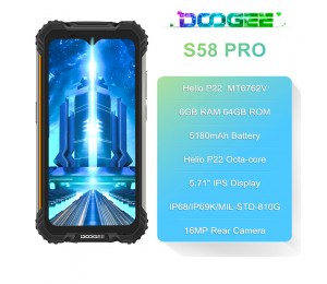 Doogee S58 PRO 5,71 Zoll HandyHelio P22 16MP Dreifach Kamera 6GB RAM 64GB ROM Android 10 5180mAh Akku 