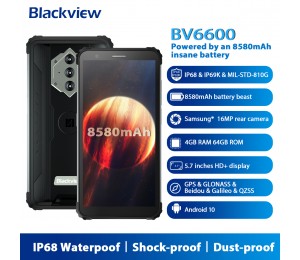 Blackview BV6600 IP68 Wasserdicht 8580mAh Robuste Smartphone Octa Core 4GB + 64GB 5.7 "FHD Handy 16MP Kamera NFC Android 10