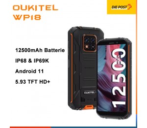 Oukitel WP18 5.93 Zoll Android 11.0 Helio A22 Quad-Core 4GB RAM 32GB ROM Robuste Smartphone 13MP 12500mAh Mobile telefon