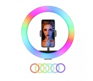 RGB-Ringlicht Foto Lampe Beauty Light 3000K-6000K Dimmbares buntes Licht USB mit Telefonhalterung für Live-Streaming Facial Makeup Vlog
