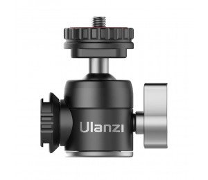 Ulanzi U-60 Mini-Kugelkopf aus Vollmetall mit zwei Verlängerungsmikrofonen für kalte Schuhe