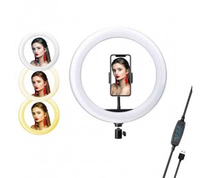 26 cm LED-Video-Ringlichtlampe dimmbar 3 Beleuchtungsmodi 2700K-6500K USB-Stromversorgung