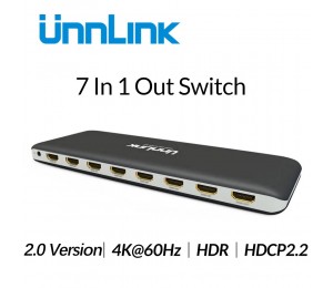 Unnlink HD MI-kompatibel 2,0 Schalter 7X1 UHD 4K 60Hz HDR HDCP 2,2 3D mit IR für xbox One PS4  SmartTV