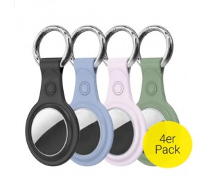 Apple AirTag Anhänger Silikon Case Hülle Schlüsselanhänger mit Schlüsselring(4er Set)