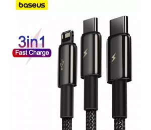 Baseus 3 in 1 usb kabel für iphone 14 pro max micro typ c usb kabel für xiaomi red mi note 9 samsung s23 schnell ladekabel