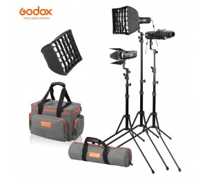 Godox S30-D 90W Dimmable Focusing LED Spotlight 5600K CRI 96+ Continuous LED Light with Accessories Kit Stands Power Adapter