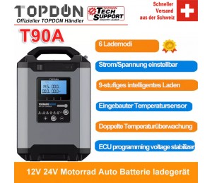 Topdon Tonardo90000 T90A 12V 24V Motorrad Auto Auto Blei-Säure-Batterie ladegerät