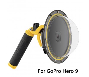 TELESIN 6'' Dome Port 30M Wasserdichte Gehäuse Fall Mit Schwimm Griff Trigger Für GoPro Hero 9 Schwarz Unterwasser Abdeckung