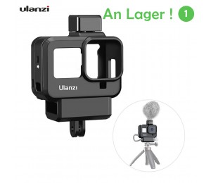 Ulanzi G8-9 Kunststoffkäfiggehäuse Vlogging-Schutzrahmen mit Mikrofon Kaltschuhhalterung und Objektivfilter Adapter Aktion Kamera Vlog Zubehör Kompatibel mit GoPro 8