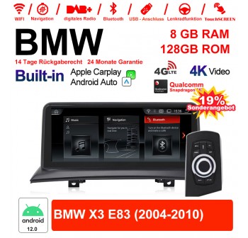 10.25 Zoll Qualcomm Snapdragon 662 8 Core Android 12.0 4G LTE Autoradio /Multimedia USB WiFi Carplay Für BMW X3 E83 (2004-2010) mit Original display