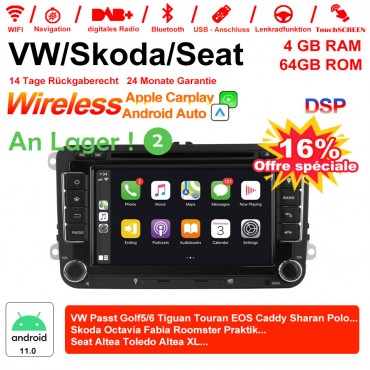 7 zoll Android 12.0 Autoradio / Multimedia 4GB RAM 64GB ROM Für VW GOLF JETTA POLO Touran COS, Skoda Fabia octavia mit wifi Bluetooth 5.0 USB