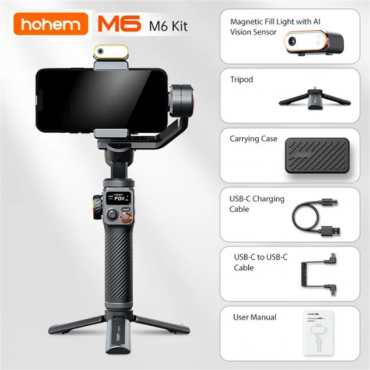 Hohem iSteady M6 Kit Handheld Gimbal Stabilisator Selfie Stativ für Smartphone mit AI Magnetische Füllen Licht Voll Farbe Video Beleuchtung
