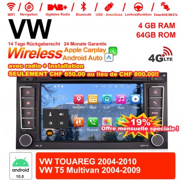 7 Zoll Android 11.0 4G LTE Autoradio / Multimedia 4GB RAM 64GB ROM Für VW TOUAREG 2004-2010,VW T5 Multivan 2004-2009 Built-in Carplay / Android Auto