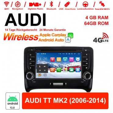 7 Zoll Android 13.0 Autoradio / Multimedia 4GB RAM 64GB ROM Für AUDI TT MK2 Mit WiFi NAVI Bluetooth USB Built-in Carplay / Android Auto BOSE Sound System Unterstützung.