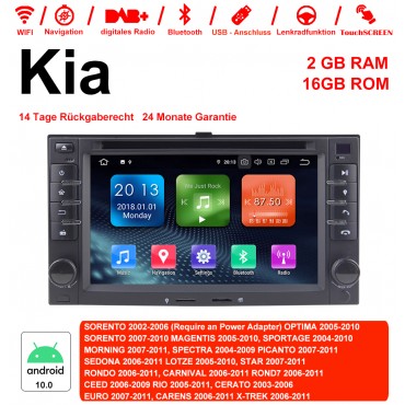6.2'' Android 10.0 Quad-core 2GB RAM 16GB Flash Autoradio / Multimedia Für Kia SORENTO,OPTIMA,SORENTO,MAGENTIS,SPORTAGE,MORNING,SPECTRA, PICANTO,SEDONA,LOTZE,STAR,RONDO,CARNIVAL, ROND,CEED,RIO,CERATO,EURO,CARENS,X-TREK