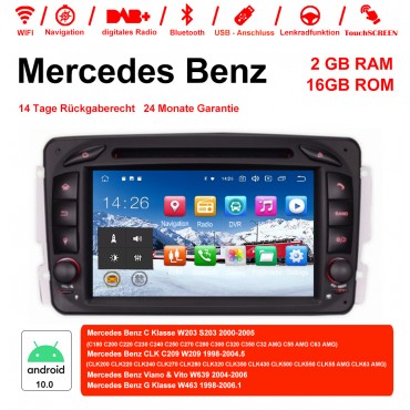 Android 10.0 Quad-Core 2 GB RAM 16GB AutoRadio für Benz W203 W209 W168