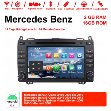 8 Zoll Android 10.0 Autoradio/Multimedia 2GB RAM 16GB ROM Für Mercedes BENZ A Klasse W169, B Klasse W245, Sprinter Viano Vito und VW Crafter